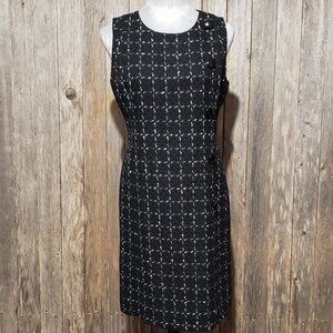 Ann Taylor 8P Sheath Dress Tweed Black White Plaid Academia Preppy Minimalist